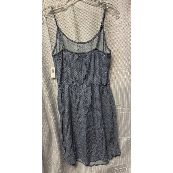 Old Navy Women's Blue White Geometric Spaghetti Strap Dress Cinched SZ‎ Med NWT - Image 7