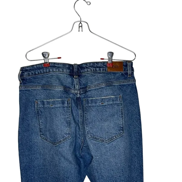 Zara Women's Jeans Distressed Boyfriend Tapered Wash Denim Blue Mid‎ Rise Size 8 - Image 8
