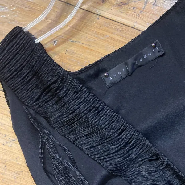 Sheri Bodell Art Deco Flapper Fringe Bodycon Cocktail Sexy Black Mini Dress XS - Image 7