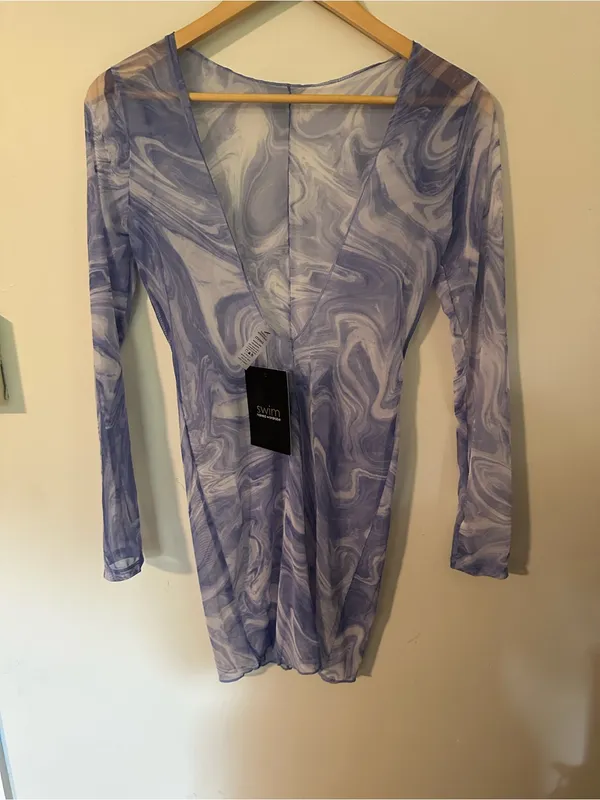 Naked Wardrobe Swim Back on the Low cover up dress blue - Image 4