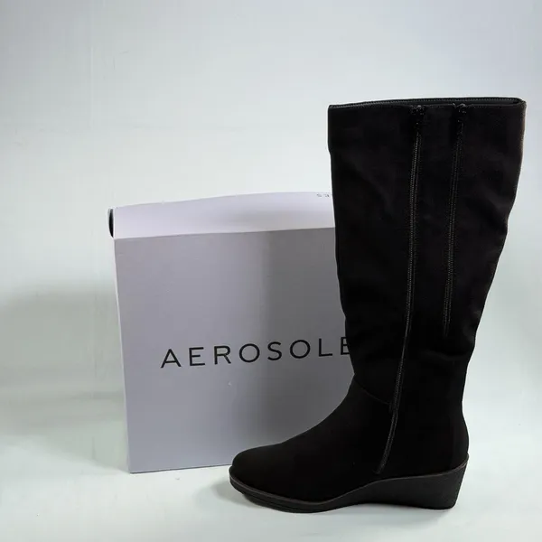 Aerosoles‎ Size-7.5M Women's Binocular Shearling Tall Boots Faux Suede Black - Image 2