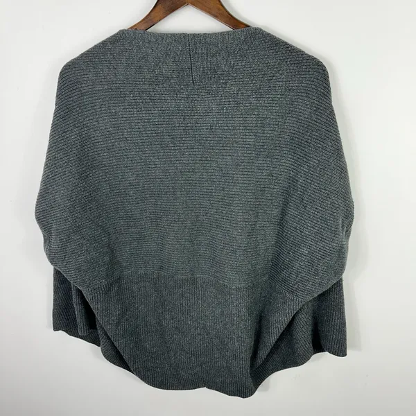 Talbots‎ Cardigan Sweater Womens Small Petite Gray Open Front Ribbed Knit Dolman - Image 2