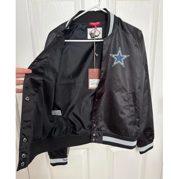 NWT NFL Mitchell & Ness Throwback Dallas cowboys satin varsity jacket black M - Image 4