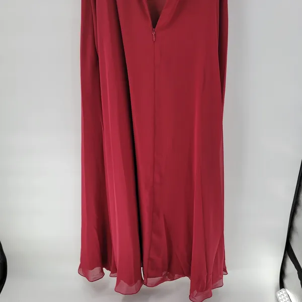 Azazie Gown Womens Large Red Pleated Chiffon High Slit Prom Bridesmaid Dress - Image 12