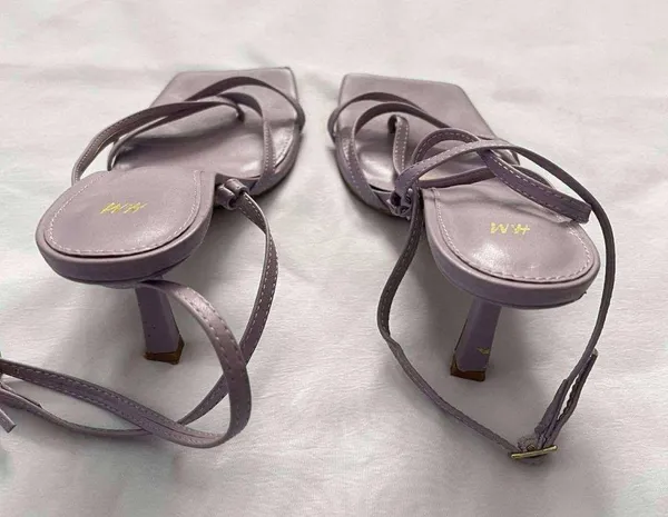 H&M Light Purple Square Toe Heel Sandals Size 8 - Image 5