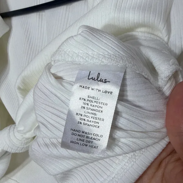 Lulus White Ribbed‎ Twist Front Long Sleeve Crop Top Womens Medium V-Neck - Image 5