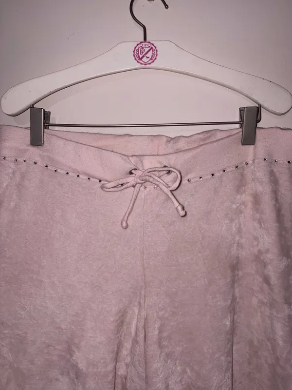 PINK VS Y2K Vintage Velour Pants with Rhinestone Accent - Image 2