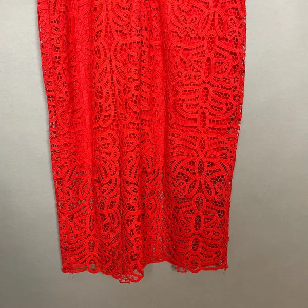 B. Smart Lace Dress Orange Spaghetti Straps Summer Sheath Bright Colorful Sz 14 - Image 6