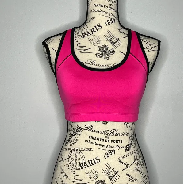 BCG (M) Pink Racerback Sports Bra Mesh Back Tru‑Wick Fabric Black Details - Image 11