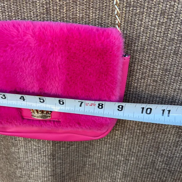 Juicy Couture Vibrant Pink Crossbody Bag Faux Fur Y2K Style - Image 10