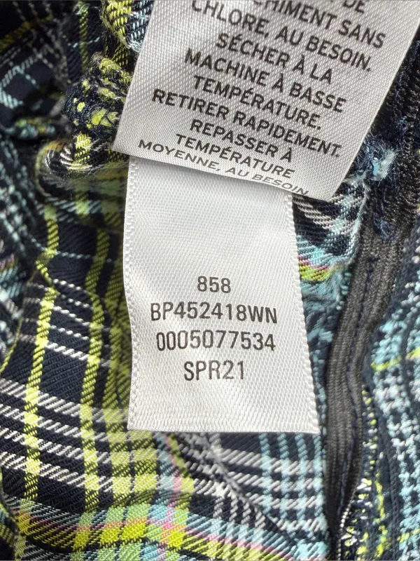 BP Plaid Square Neck Smocked Crop Top Blouse 1X Green Blue Black NWT Plus Size - Image 6
