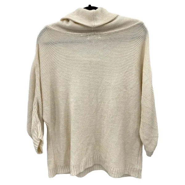 New‎ York & Company Open-Knit Shimmery Cowl Neck Sweater Large Cream Gold Top - Image 6