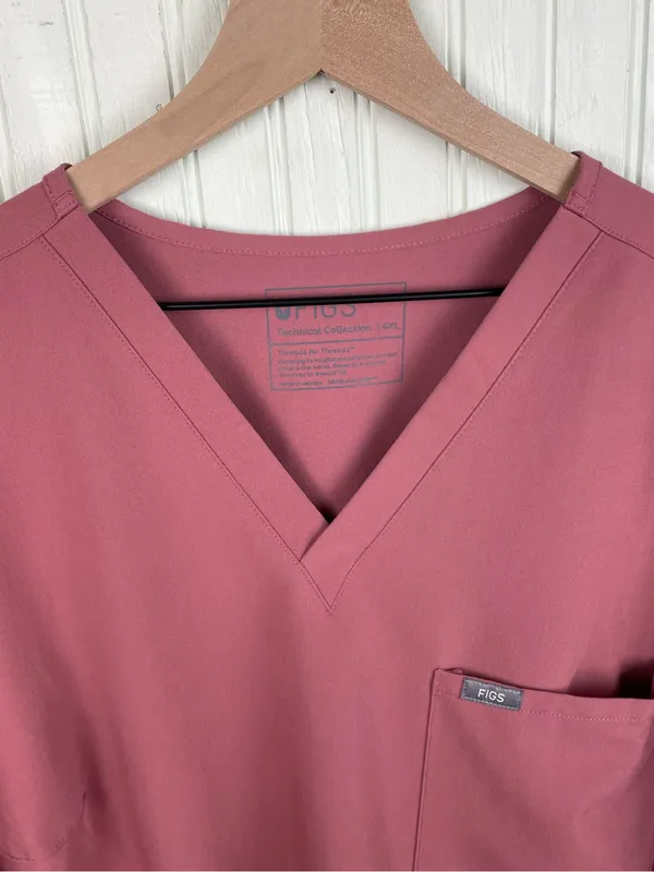 Figs Catarina One Pocket Scrub Top Women's Size 4XL Mauve Pink Nursing Medical - Image 3
