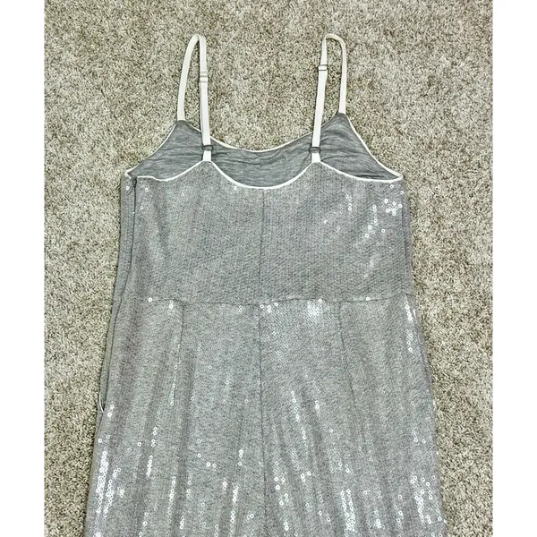 Anthropologie ETT:TWA Claudette Sequined Jumpsuit Silver Gray Pockets Size 4 - Image 10