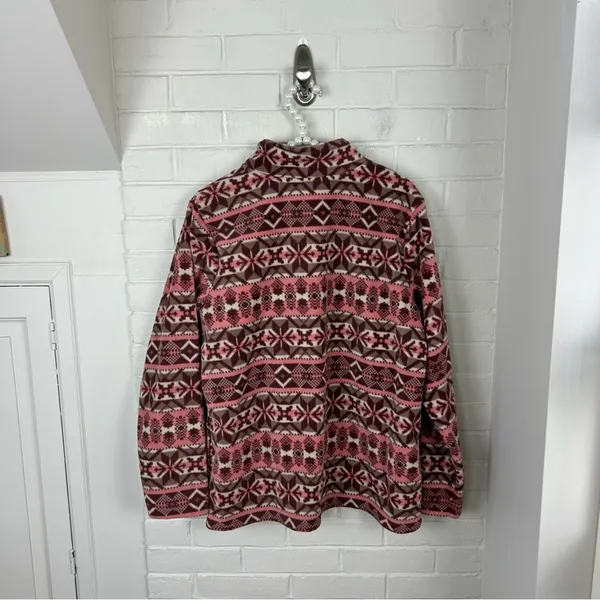 D&Co. Pink Snowflake Patterned Fleece Quarter Zip Pullover Size M Size M - Image 9