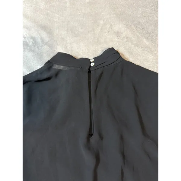 Zara Women Black Formal‎ Long Sleeve High Neck Blouse Size Lined Size Medium - Image 10