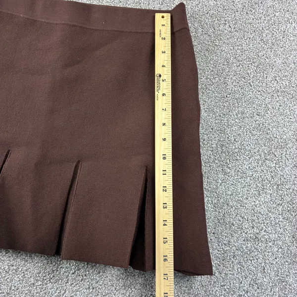 Zara Brown Pleated Knit Mini Skirt Womens‎ L New Dark Academia Preppy Knitwear - Image 6