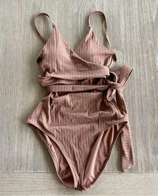 Aerie Ribbed Shine Wrap One Piece Swimsuit Size Small NWOT - Image 4