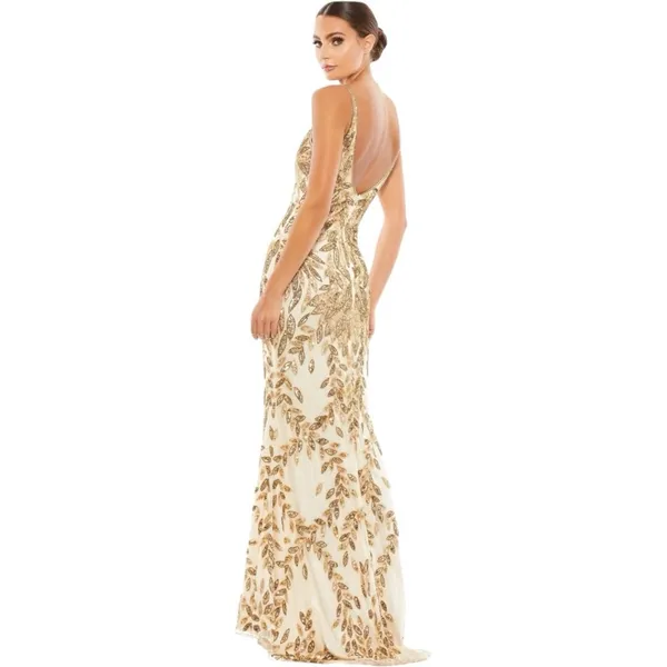 Mac Duggal Hand Embellished Sleeveless Evening Gown Nude Gold Size 10 #5107 NWT - Image 3
