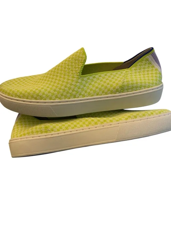 Rothy's the slip on honeycomb electric yellow shoes women's size 7 like new - Image 3