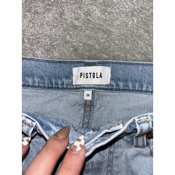 pistola kate slim‎ jean high rise raw hem light wash 26 - Image 3