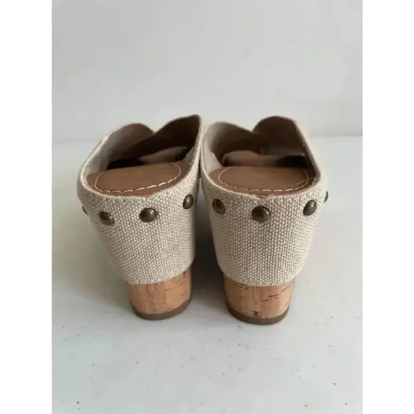 Women's Crown Vintage Tan Canvas Wedge Sandals‎ Size 6.5 M EUC - Image 5