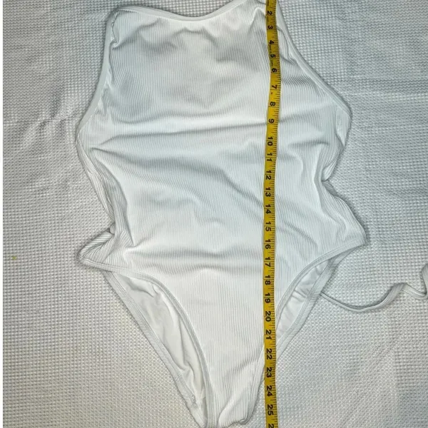 Andie Swim The Paloma White‎ Ribbed One Piece Swimsuit SIZE XXL - Image 5