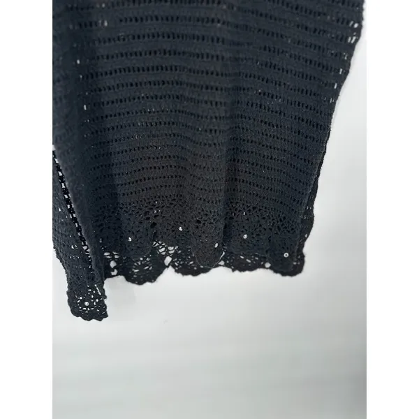 Venus Crochet Sweater Midi Tank Dress Medium Black Boho Grunge‎ Emo Silk Blend - Image 6