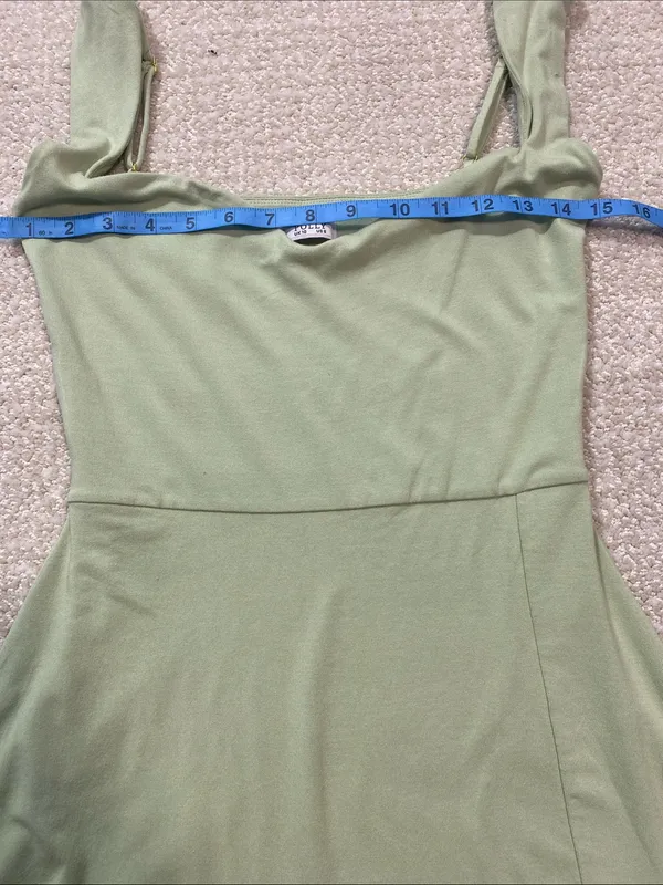 Oh Polly Light Green Square Neck Mini Dress Size Us6 92% Modal 8% Elastane - Image 15