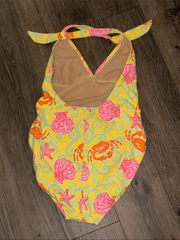 Lilly Pulitzer Yellow Seashell & Crab Halter One-Piece Swimsuit vintage - Image 5