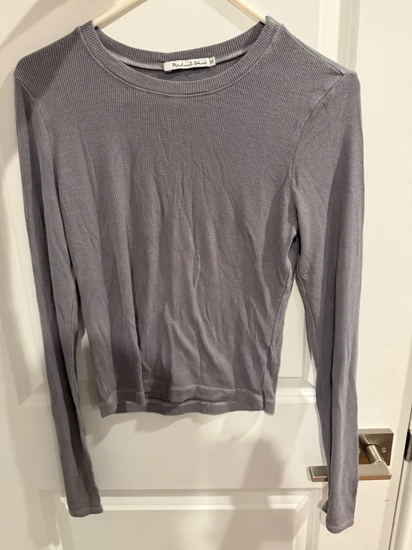 Michael Stars Long Sleeve Grey Ribbed Shirt - Image 6