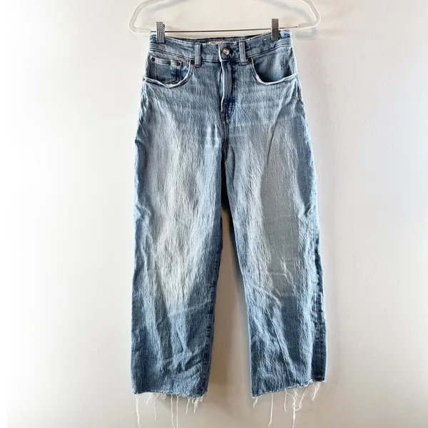 Madewell The Perfect Vintage High Rise Wide Leg Crop Jeans Blue 26 - Image 2