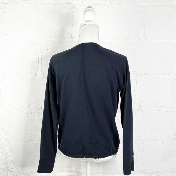 Athleta Women's Sentry‎ Tie Split Neck Long Sleeve Sweatshirt Black Size Small - Image 2