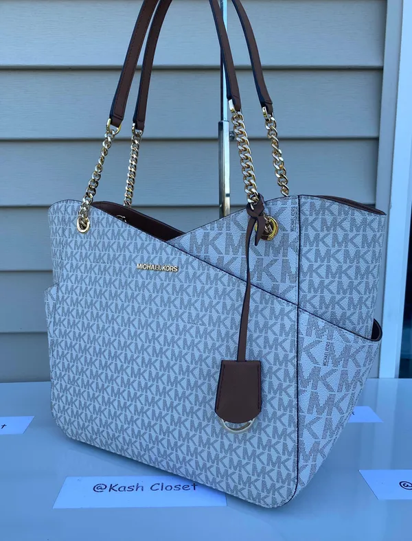 Michael Kors Jet Set Travel Large X Chain Shoulder Tote -Vanilla - Image 6