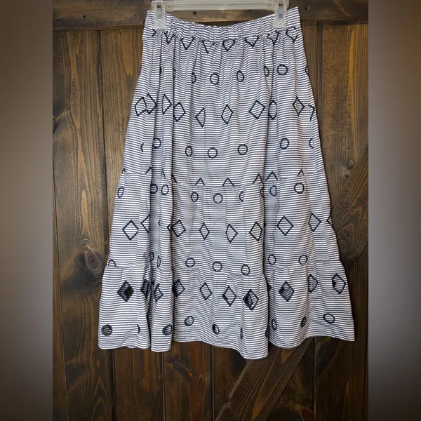 Madewell Embroidered Striped‎ Midi A line Skirt - Image 2