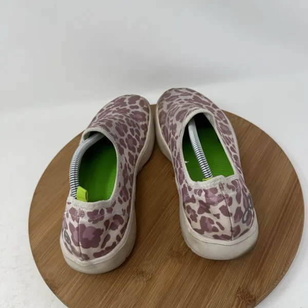 Oofos OOmg Eeze Low Pink Leopard Recovery‎ Slip On Shoes Comfort READ Womens 9 - Image 3