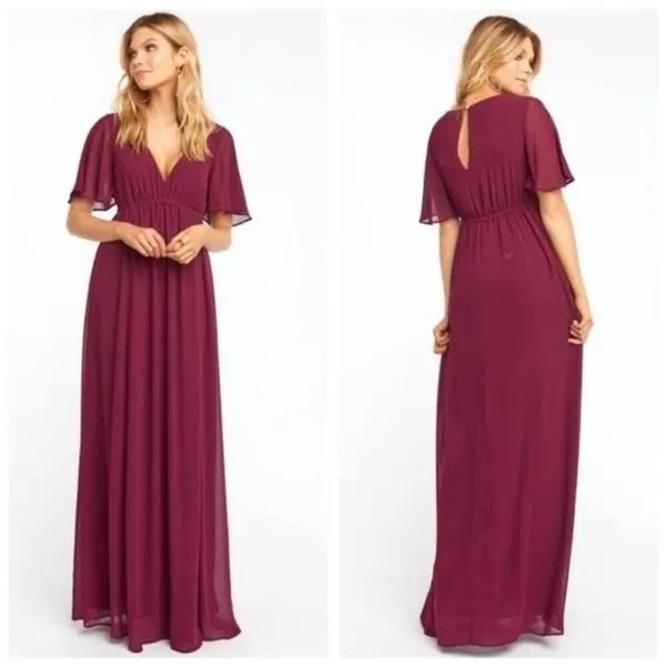 NWT Show Me Your Mumu Emily Empire Merlot Chiffon Maxi Dress Large - Image 2