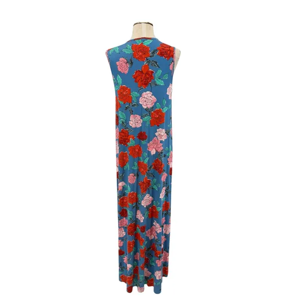 Rachel Pally Wildflower Long Sleeveless Caftan Floral Maxi Dress Blue Size Small - Image 7