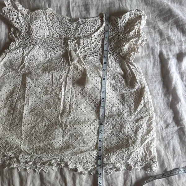 Jennifer & Grace Cream Cotton Eyelet Lace Blouse L Romantic Prairie Cottagecore - Image 7