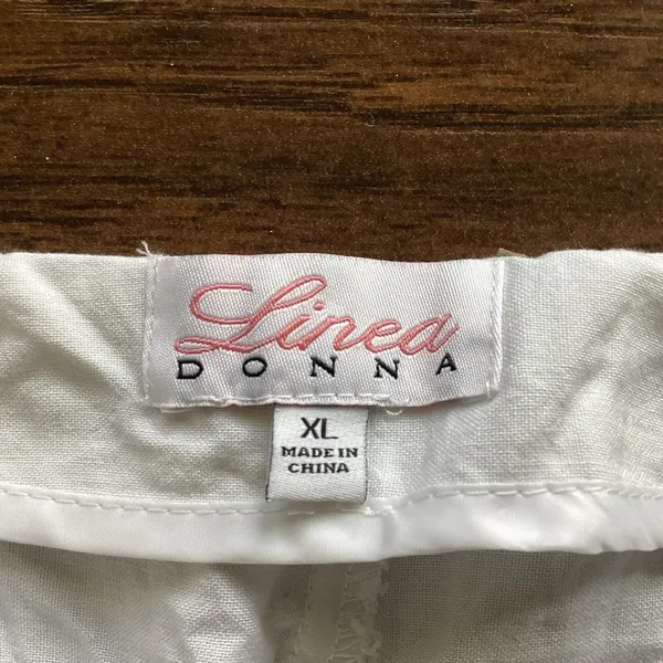 Linea Donna Linen Blend Capri Pants White Size XL - Image 3