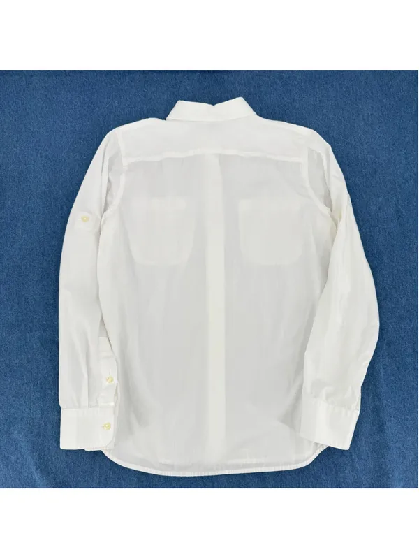 Lauren Ralph Lauren White Cotton Button Front Shirt Tab Up Long Sleeves Heritage - Image 6
