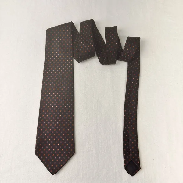 Vintage Brooks Brothers Makers England Men's Tie Silk Brown Geometric Necktie - Image 2