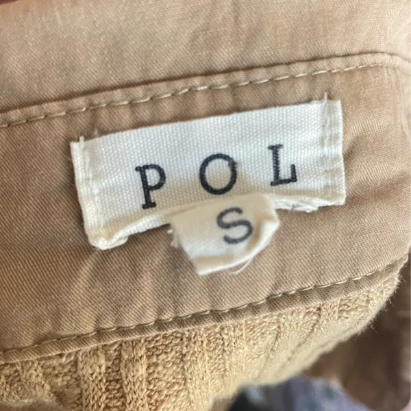 POL Ribbed Cropped Long Sleeve Button Down Top Small - Image 2
