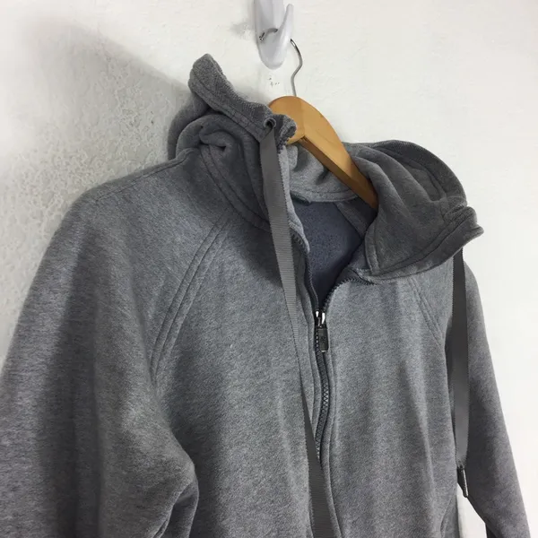 Lululemon Fleece Please Hoodie Jacket Heathered Speckled Medium Grey Size 6 - Image 9
