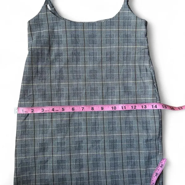 Plaid Mini Dress Gray Black Spaghetti Strap Y2K Twee Prep School Office Siren - Image 5