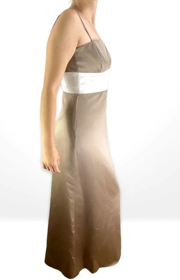 00s THREAD Vintage Brown White Striped Spaghetti Strap Maxi Gown - Image 4