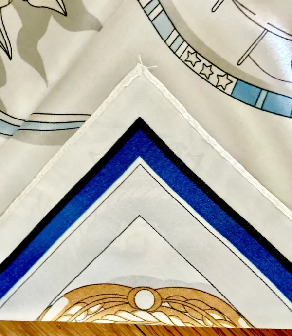Vintage Square Sailing BOAT,WHEEL&Anchor 35/35 Oversized satin Silky SCARF - Image 14