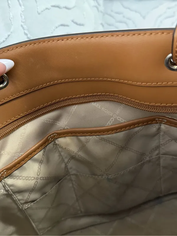 Michael Kors Brown Signature Tote with Tan Leather Straps - Image 8
