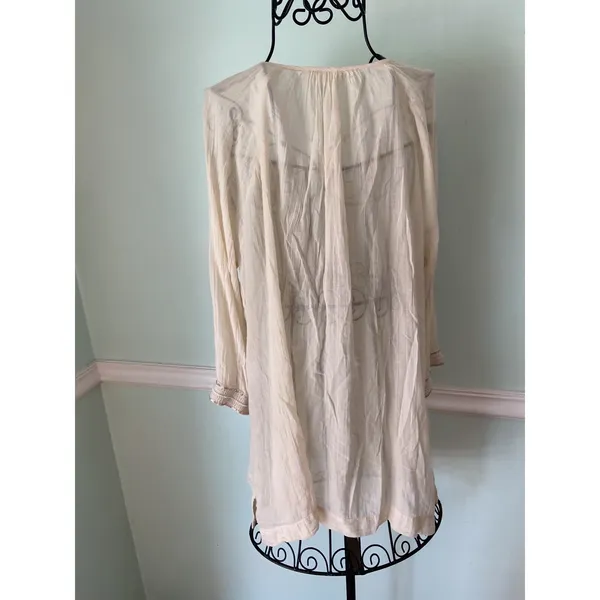 Athleta Mariana Tunic Sandcastle Cotton Beaded Sequined Size M‎ - Image 3