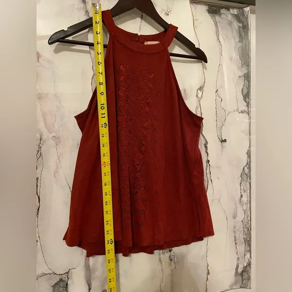 Altar’d State Rust Halter Top, suede feel, detailed overlay Size Large - Image 7